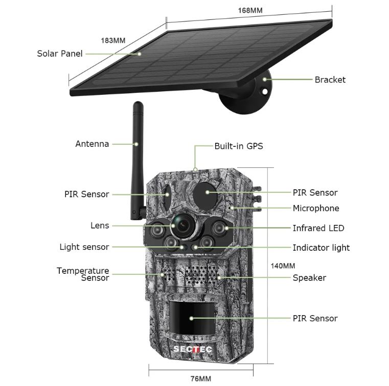 Lovačka kamera Sectec ST-HC808-3M-EU - Delovi uređaja