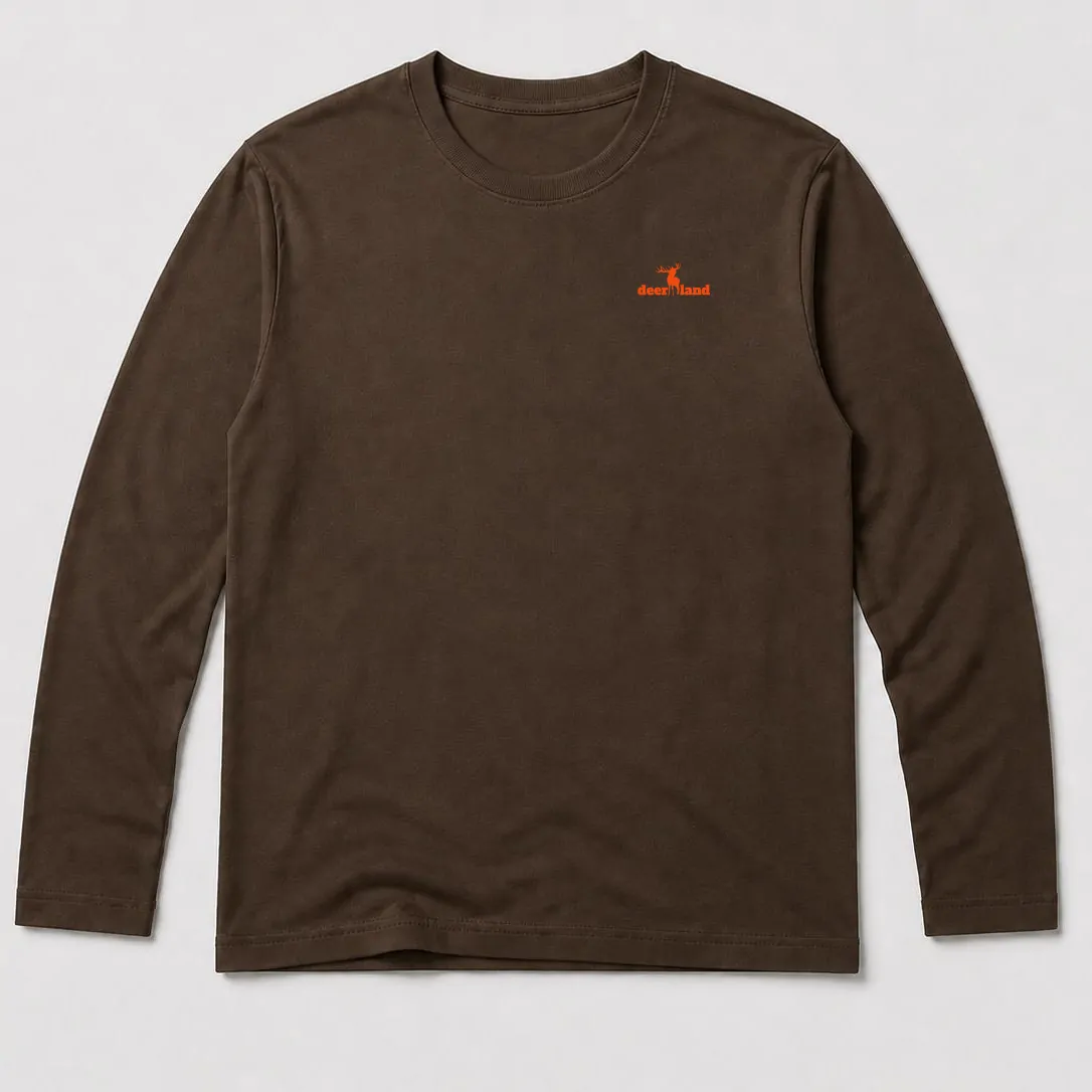 Majica Deerland Hunting Logo dug rukav braon