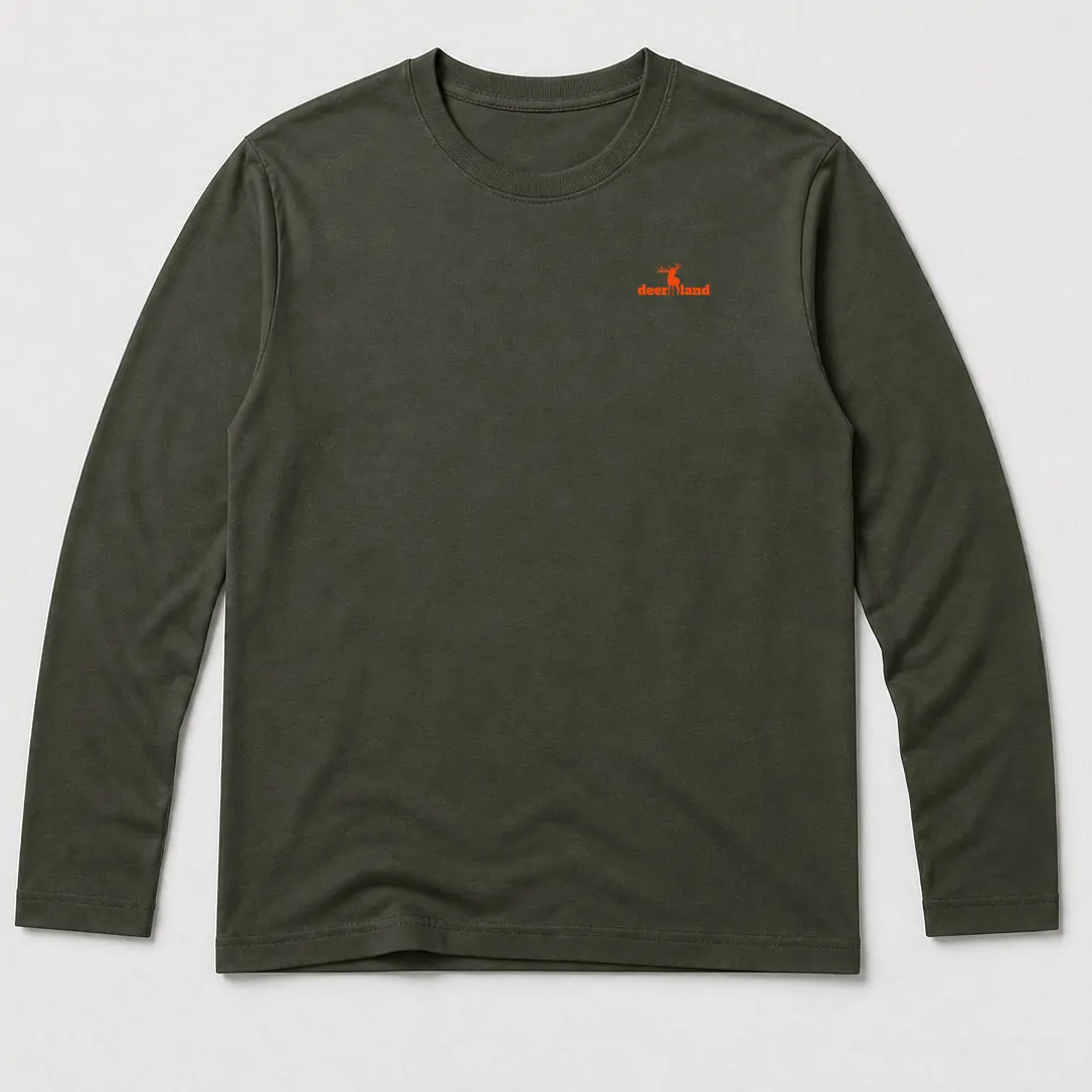 Majica Deerland Hunting Logo dug rukav maslinasta